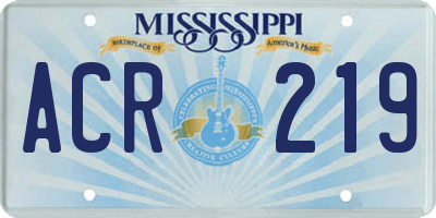 MS license plate ACR219