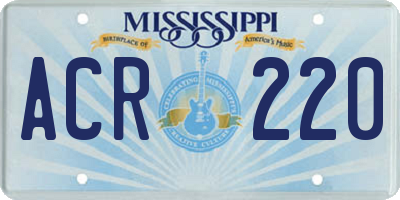 MS license plate ACR220