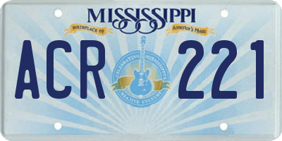 MS license plate ACR221
