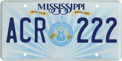 MS license plate ACR222