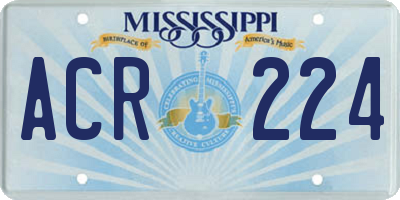 MS license plate ACR224