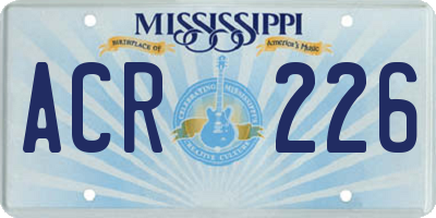 MS license plate ACR226