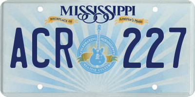 MS license plate ACR227