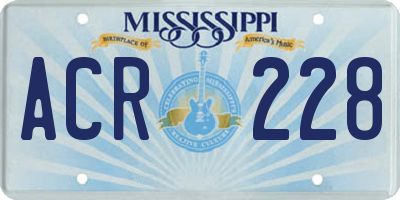 MS license plate ACR228