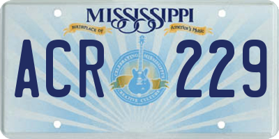 MS license plate ACR229