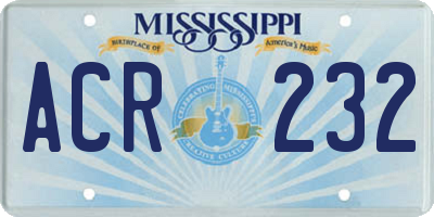 MS license plate ACR232