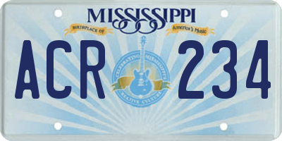 MS license plate ACR234