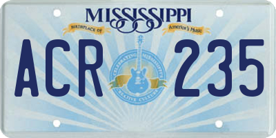 MS license plate ACR235