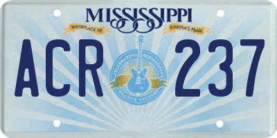MS license plate ACR237