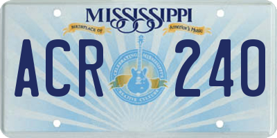 MS license plate ACR240