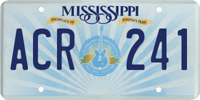 MS license plate ACR241