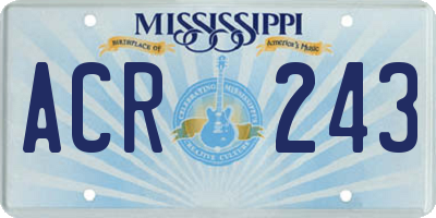 MS license plate ACR243