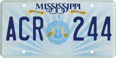 MS license plate ACR244