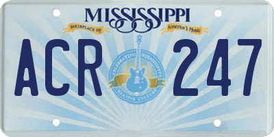MS license plate ACR247