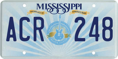 MS license plate ACR248