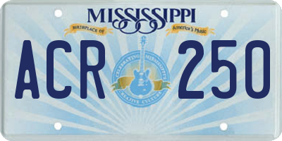 MS license plate ACR250