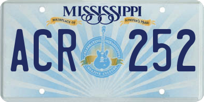 MS license plate ACR252