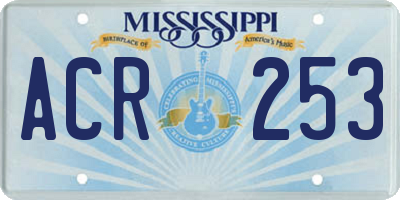 MS license plate ACR253