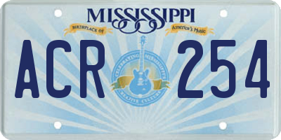 MS license plate ACR254