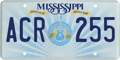 MS license plate ACR255