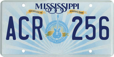 MS license plate ACR256
