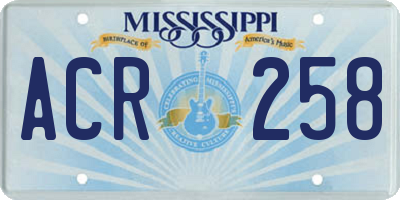 MS license plate ACR258
