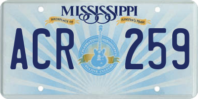MS license plate ACR259