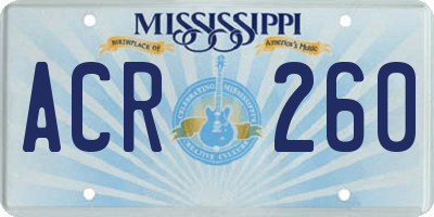 MS license plate ACR260