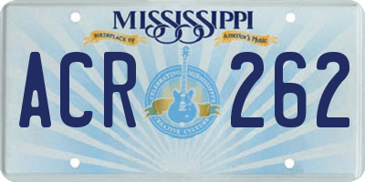 MS license plate ACR262