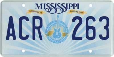 MS license plate ACR263