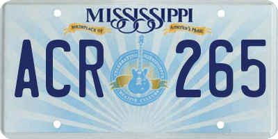 MS license plate ACR265