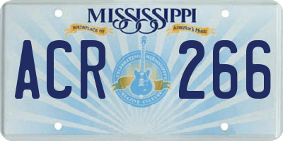 MS license plate ACR266