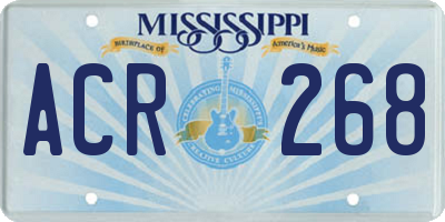 MS license plate ACR268