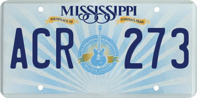 MS license plate ACR273