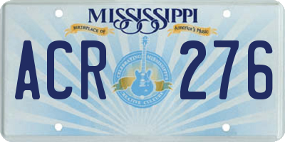 MS license plate ACR276