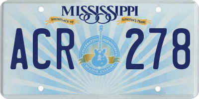 MS license plate ACR278