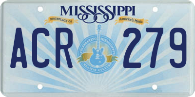 MS license plate ACR279