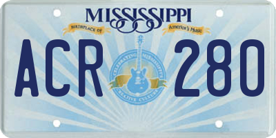 MS license plate ACR280