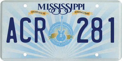 MS license plate ACR281