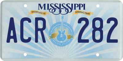 MS license plate ACR282