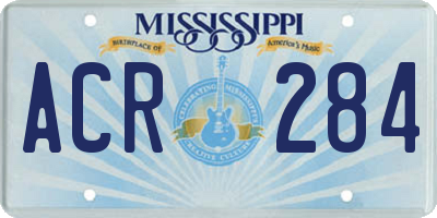 MS license plate ACR284