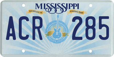 MS license plate ACR285