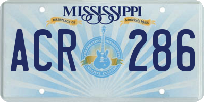 MS license plate ACR286