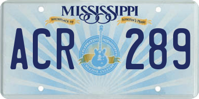 MS license plate ACR289