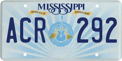 MS license plate ACR292