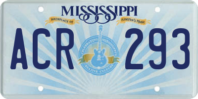 MS license plate ACR293