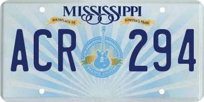MS license plate ACR294