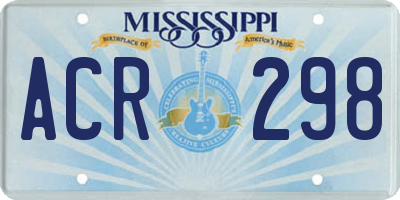MS license plate ACR298
