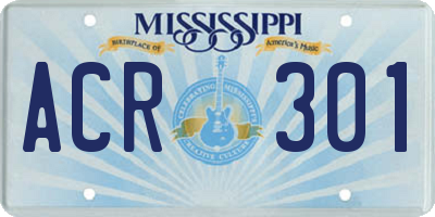 MS license plate ACR301