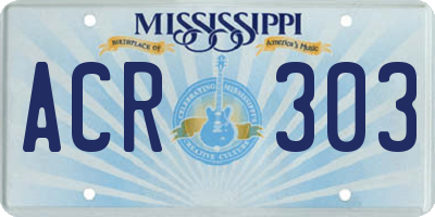 MS license plate ACR303